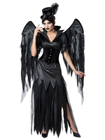 Frauen Karneval Kostüm Kostüme Schwarz Elegante Gürtel Hut Flügel Polyester Patent Holidays Kleid