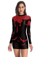 Frauen Karneval Kostüm Kostüme Schwarz Rot Stretch Kleid Polyester Bodycon Feiertage Kostüme