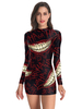 Frauen Karneval Kostüm Kostüme Schwarz Rot Stretch Kleid Polyester Bodycon Feiertage Kostüme