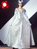 Frauen Karneval Kostüm Kostüme Silber Erwachsene Metallic Hexe Retro geschichteten Kopfbedeckung Polyester Ballkleid