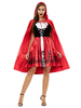 Frauen Karneval Kostüme Red Vintage Layered Cloak zweifarbige Urlaubskostüm Karneval Kostüm Kleid
