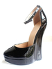 Frauen Keil Schuhe 2021 Schwarz Plattform Round Toe Ankle Strap Sexy Schuhe