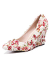 Frauen Keil Schuhe Spitze Spitzschuh Blume Detail Hochzeit Schuhe Party Schuhe