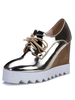 Frauen Keilabsatz Oxfords Casual Square Toe Schnürschuhe