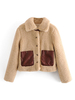 Frauen-Khaki Jacken Umlegekragen Front-Button Klassisches Feld Polyester Winterjacke