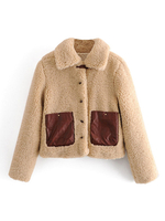 Frauen-Khaki Jacken Umlegekragen Front-Button Klassisches Feld Polyester Winterjacke
