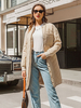 Frauen Khaki Puffer Mäntel Juwelenhals Reißverschluss Langarm Lässig Normal Winter Midi Mantel Polyester Oberbekleidung
