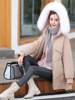 Frauen Khaki Puffer Mäntel Kapuzenreißverschluss Langarm Lässig Wintermantel Oberbekleidung
