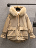Frauen Khaki Puffer Mäntel Langarm Polyester verdicken Wintermantel Oberbekleidung