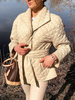 Frauen Khaki Puffer Mäntel Wind Proof Turndown Kragen Schnüren Langarm Oberbekleidung