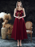 Frauen Kleid mit Cocktail Glamour A-Linie Tee-Länge Sweetheart Neck Bows Partykleid