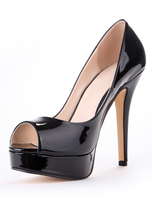 Frauen Kleid Schuhe 2021 Schwarz Hoch Absätze Peep Zehe Stilett Absatz Schlüpfen Pumps