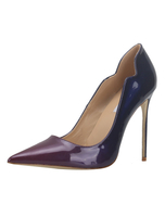 Frauen Kleid Schuhe Lila Spitze Zehen Stiletto Absatz Slip On Pumps High Heels