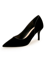 Frauen Kleid Schuhe Samt Spitzschuh Pfennigabsatz Slip On Pumps