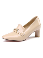 Frauen Kleid Schuhe Square Toe Chunky Heel Pumps mit Metalldetail