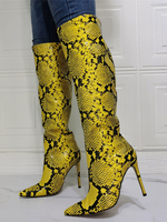 Frauen Kniehohe Stiefel Python Spitz Stiletto Heel Sexy Heel Stiefel