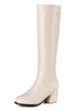 Frauen Kniestrümpfe Ecru White Round Toe Winterstiefel