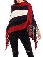 Frauen Knit Poncho Geometrische Jewel Ausschnitt Langarm Cape Coat