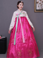 Frauen koreanisches Kostüm Hanbok Rose Kleid mit Mantel Karneval Kostüm asiatischen Kostüm