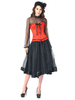 Frauen Kostüm Partykleid ohne Knochen rotes Korsett und Rock mit schwarzem Netz Langarm Top