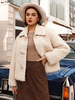 Frauen Kunstpelz Mäntel Aprikose Langarm Turndown Kragen Vorderknopf Winter Kunstpelz Jacke