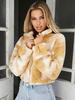 Frauen Kunstpelz Mäntel Gelb Langarm Polyester Casual Kunstpelz Jacke