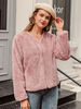 Frauen Kunstpelz Mäntel Lila Langarm Casual Jewel Neck Short Teddy Jacke