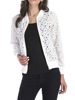 Frauen kurze Jacken Spitze Jewel Neck Langarm leichte Jacke für Frauen
