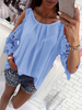 Frauen Langarm T-Shirts Schwarzes Juwel Hals Aushöhlen Polyester Shirt Für Frauen