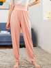Frauen lange Hosen rosa Polyester angehobene Taille Tapered Fit Hose