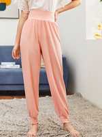 Frauen lange Hosen rosa Polyester angehobene Taille Tapered Fit Hose
