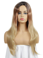 Frauen lange Perücke hellgold gerade gerade hitzebeständige Faser Chic Tousled lange synthetische Perücken