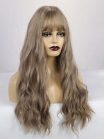 Frauen lange Perücke hellgrau lockige Rayon Casual Tousled lange synthetische Perücken