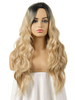 Frauen lange Perücke Light Gold Center Parting Hitzebeständige Faser Chic Tousled lange synthetische Perücken