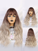 Frauen lange Perücke Nude Curly Rayon Casual Tousled lange synthetische Perücken