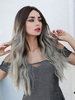 Frauen lange Perücke Ombre Curly Rayon Elegante Highlighting Haar lange synthetische Perücken
