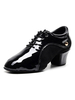 Frauen Latin Dance Schuhe Black Round Toe Patched Ballsaal Tanzschuhe