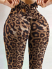 Frauen Leggings Bequeme Polyester Schnür-Leopardenmuster Yoga-Hose