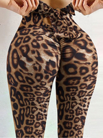 Frauen Leggings Bequeme Polyester Schnür-Leopardenmuster Yoga-Hose