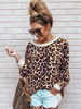 Frauen Leopard Sweatshirt Langarm Rundhals Lässige Spitze