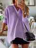 Frauen lila T-Shirts V-Ausschnitt Langarm T-Shirts