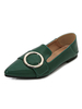 Frauen Loafers Khaki PU Leder Spitze Zehenschnalle Freizeitschuhe