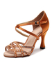 Frauen Maßgeschneiderte Latin Dance Schuhe Satin Peep Toe Strass Ballroom Dance Schuhe