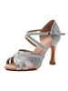 Frauen Maßgeschneiderte Latin Dance Schuhe Silber Peep Toe Strass Ballroom Dance Schuhe