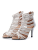 Frauen Maßgeschneiderte Latin Dance Schuhe Weiß Peep Toe Gladiator Ballroom Dance Schuhe