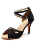 Frauen Maßgeschneiderte Latin Dance Schuhe Wildleder Upper Black Peep Toe Ballsaal Schuhe