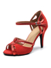 Frauen Maßgeschneiderte Latin Dance Schuhe Wildleder Upper Red Peep Toe Ballroom Dance Schuhe