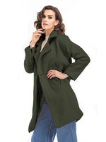 Frauen Mantel Hunter Green Turndown Kragen Langarm Woll Teddy Mantel