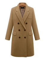 Frauen Mantel Khaki Turndown Kragen Langarm Zweireiher Wintermäntel