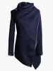 Frauen Mantel Langarm Reißverschluss asymmetrisches Design schwarz Wrap Coat